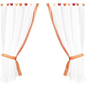 Arsvita Gardinenset Skyline Landhausstil, orange, 140x120cm, mit Schlaufen.