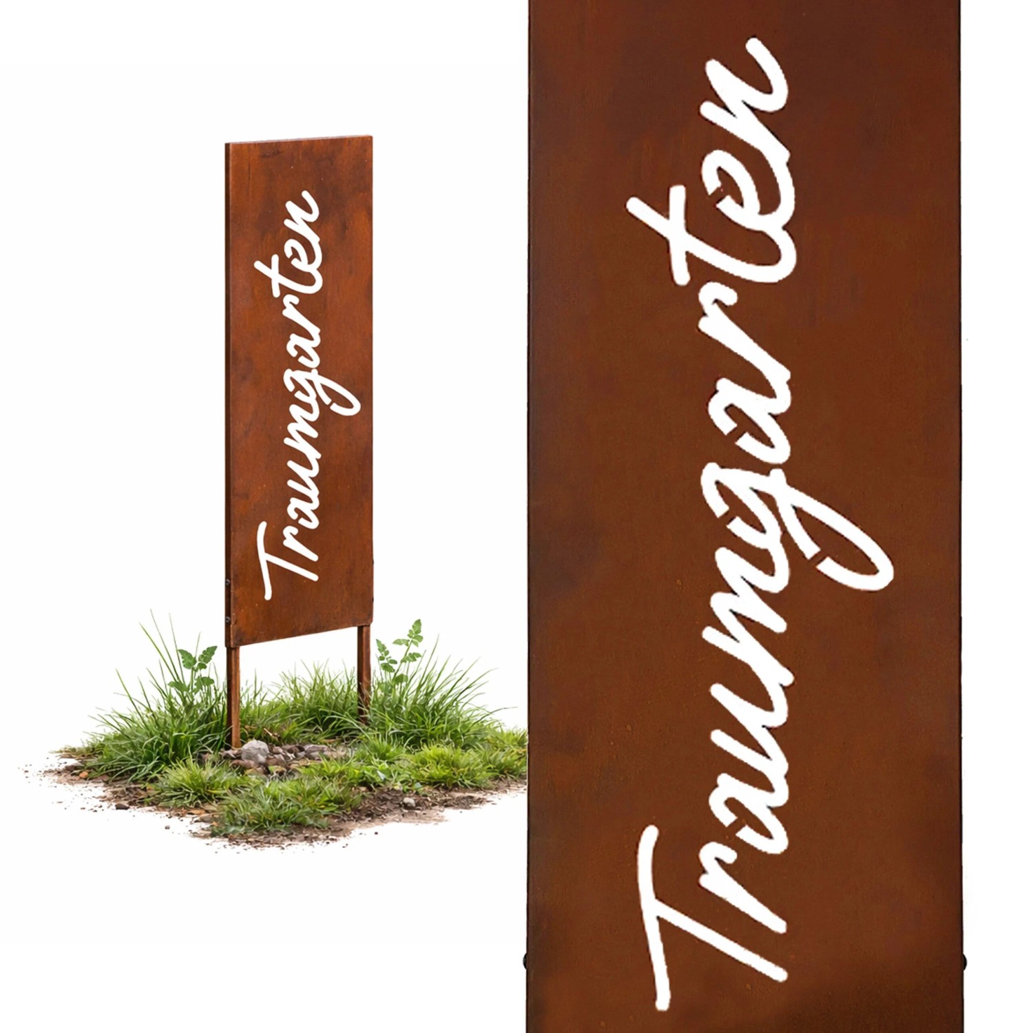 Relaxdays Gartenstecker Eisen Rostbraun Wetterfest 115 cm x 28 cm