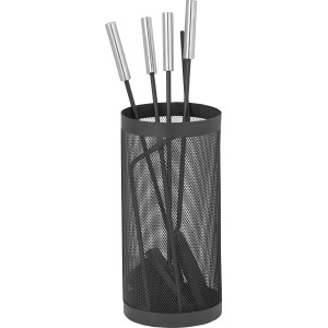 OBI Kaminbesteck Kobbe, 5-teilig, aus pulverbeschichtetem Stahl mit Halterung.