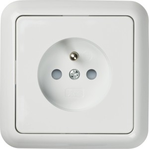 Polarweiße OBI Steckdose Penelope für die Unterputzmontage im Innenbereich.
