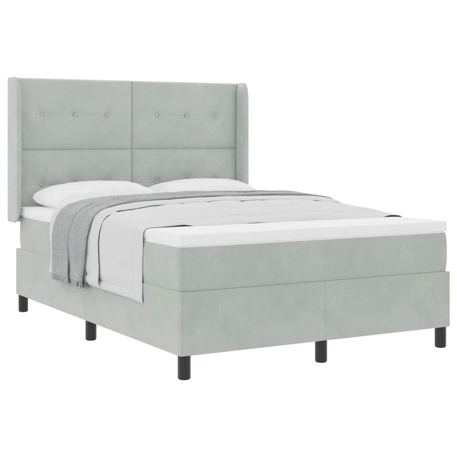 vidaXL Boxspringbett mit Matratze Hellgrau 140 x 190 cm Samt 3342002