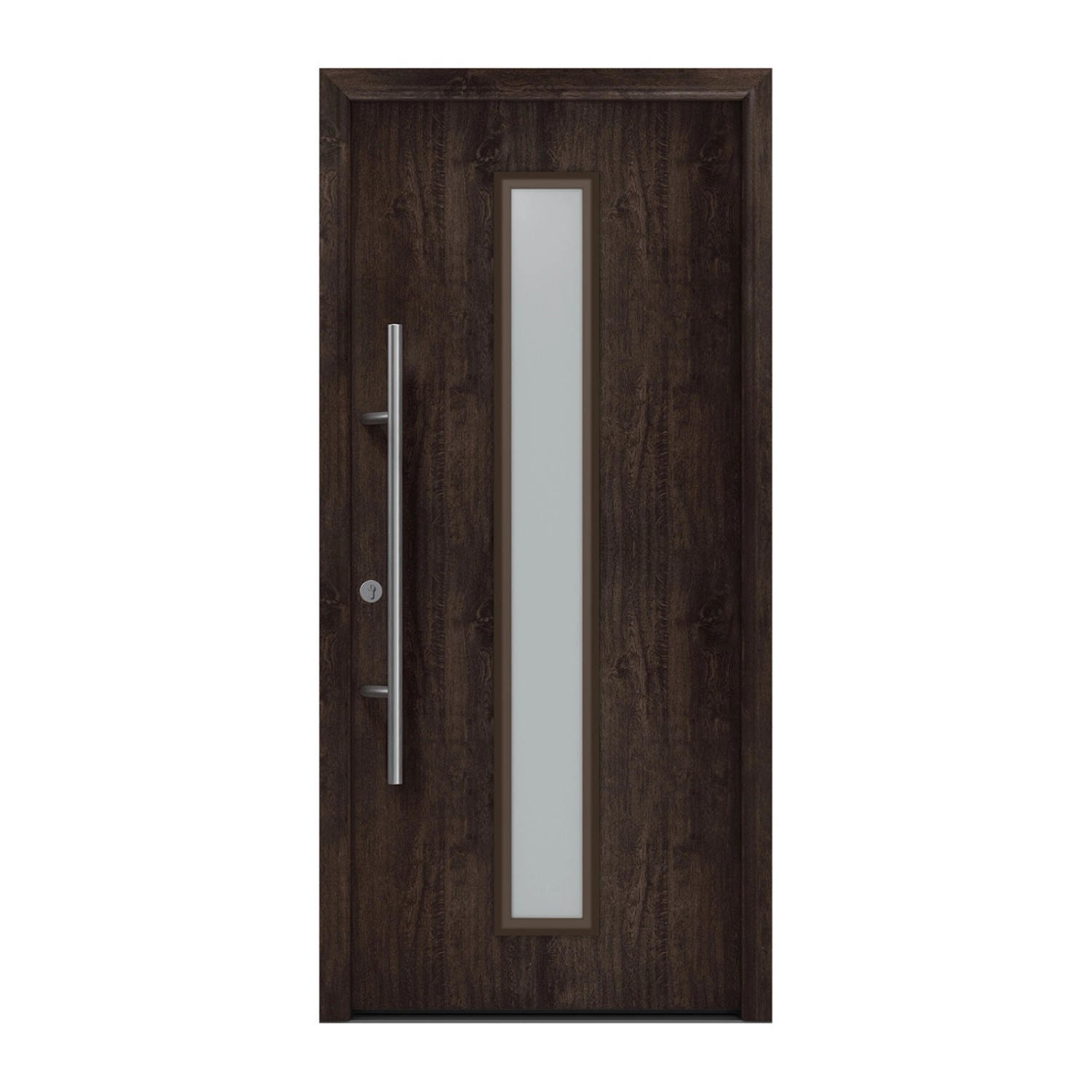 EcoStar Haustür Isopro Secur IPS 020S Eiche Dunkel 110 cm x 210 cm DIN L günstig online kaufen
