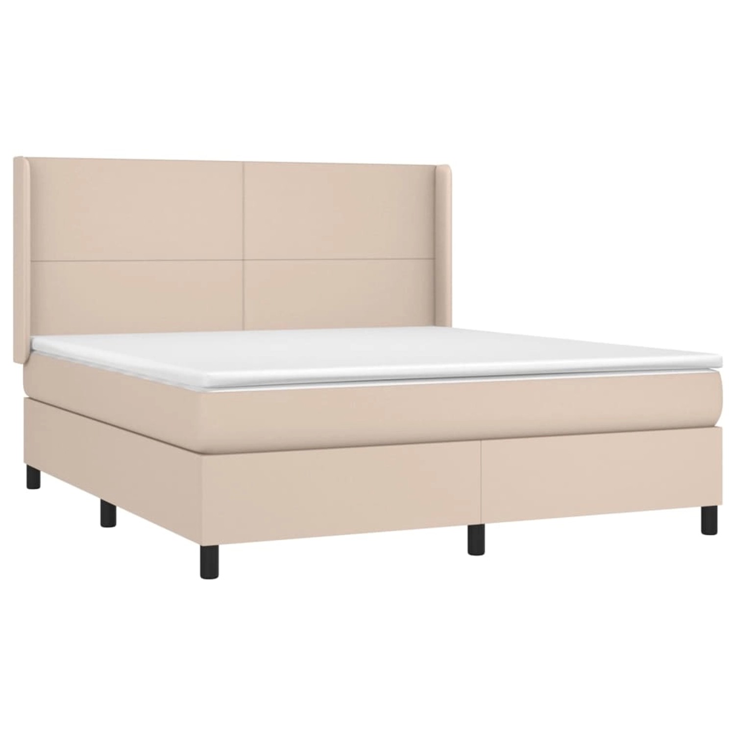 Boxspringbett vidaXL, Cappuccino-Braun, 160x200 cm, Kunstleder. Bett mit Matratze und Kopfteil.