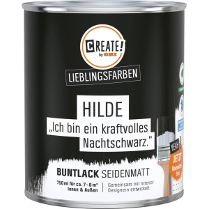 CREATE! by OBI Buntlack Lieblingsfarbe Hilde Nachtschwarz Seidenmatt 0,75 l