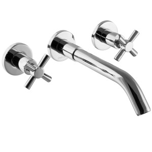 PaulGurkes Unterputz Waschtischarmatur mit Kreuzgriffen, verchromt.