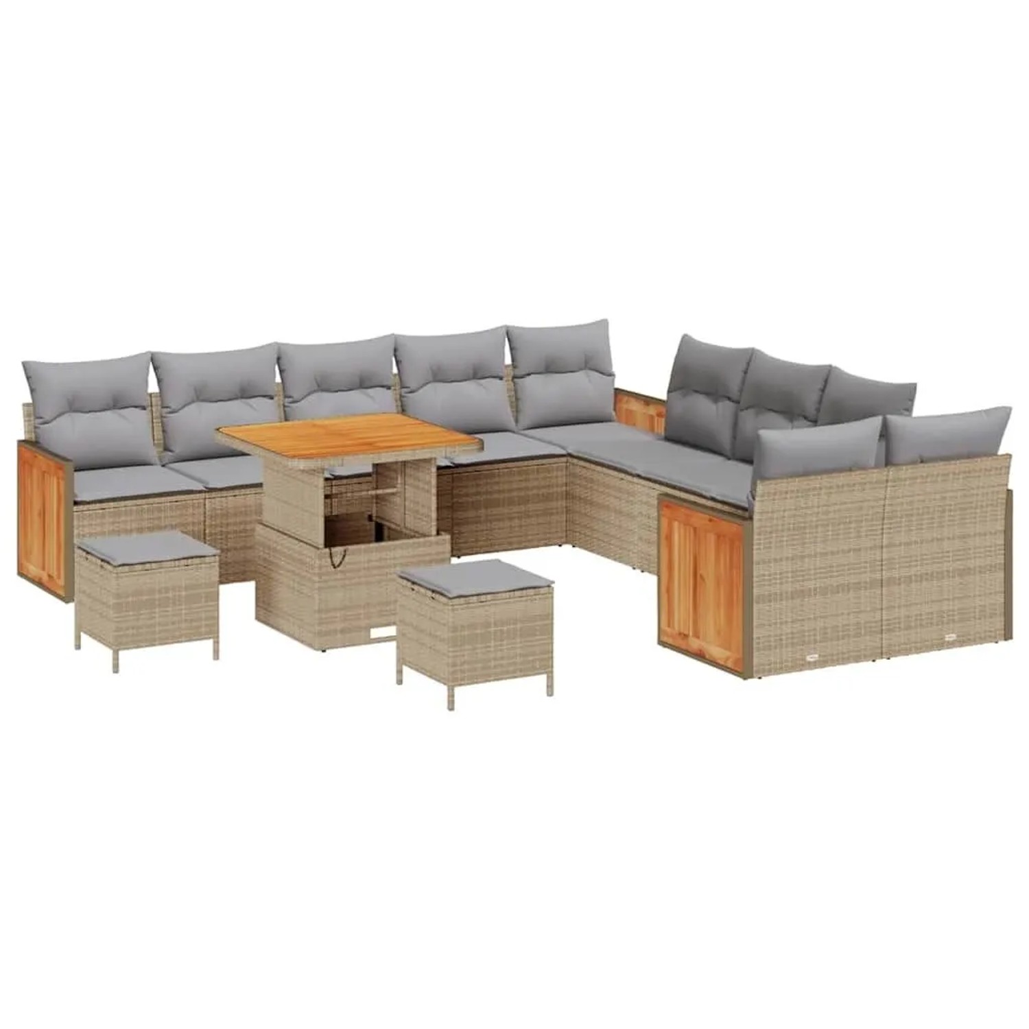 vidaXL Gartensofa-set mit Kissen 17-Tlg Beige und Hellgrau Poly-Rattan 3365 günstig online kaufen