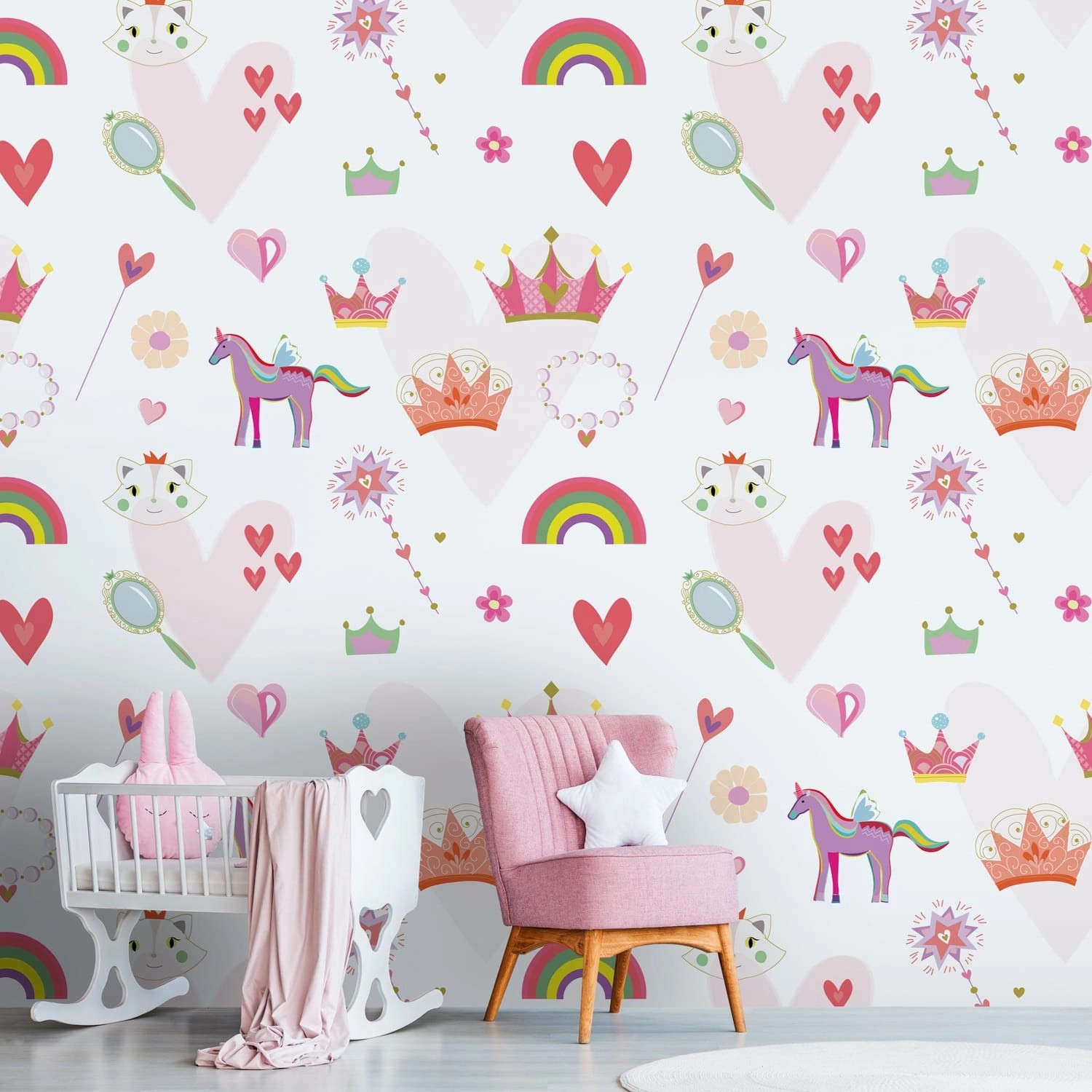 PROFHOME 391931-GU Fototapete Kindertapete Rosa Weiß Pink Gelb 1,59 m x 2,8 günstig online kaufen