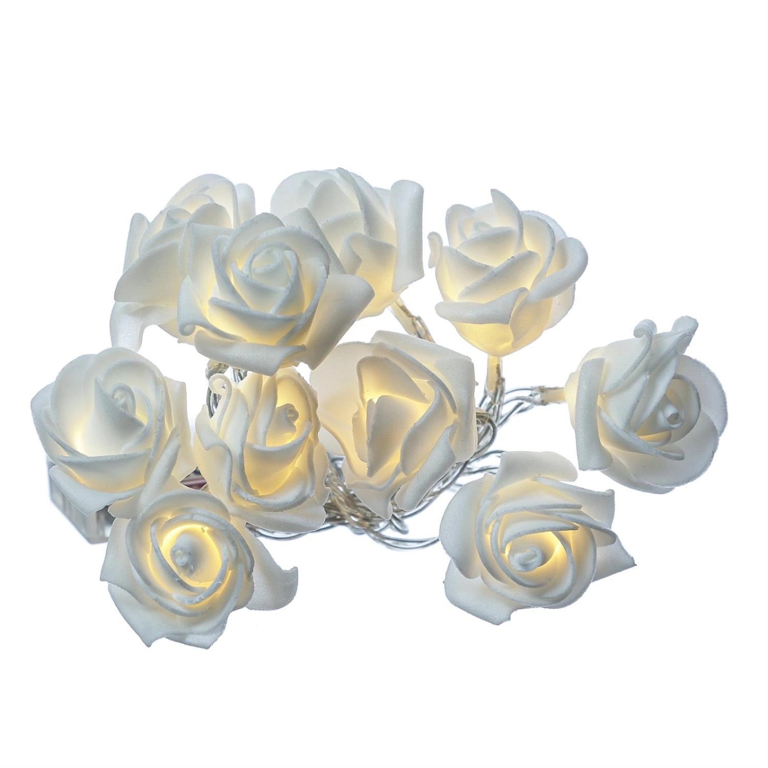 Marelida LLED Lichterkette 10 Weiße Mini Rosen Rosenblüten Deko Hochzeit Va günstig online kaufen