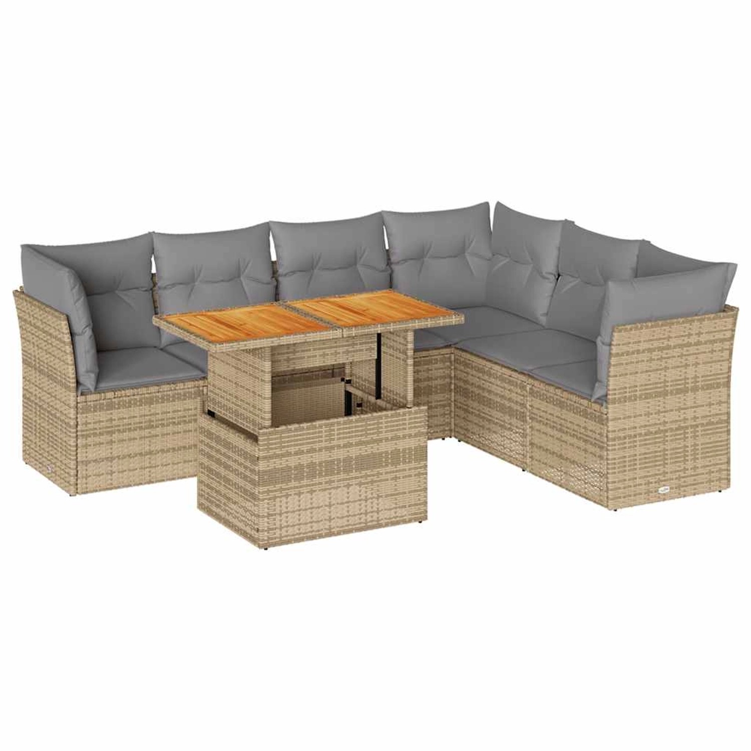 vidaXL 7-Tlg Garten-Sofagarnitur mit Kissen Beige Poly Rattan 3326936 günstig online kaufen