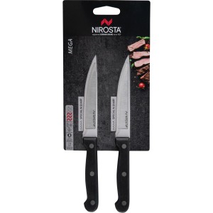 Nirosta Steakmesser Mega, 2er-Set, 21 cm, schwarz, mit scharfer Klinge für müheloses Schneiden von Steak und Pizza.
