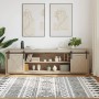 vidaXL Schiebetürbeschlag Set für Schranktüren (213 cm) aus Karbonstahl, montiert an einem Sideboard.