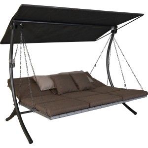 Angerer Hollywoodschaukel Luxus Smart Olive mit Sonnendach, Liegefunktion und Kissen.