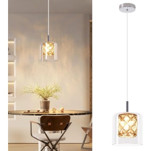 ZMH Pendelleuchte 1 flammig Modern Kristall Glas 120cm Höhenverstellbar G9 Hängeleuchte für Esszimmer Schlafzimmer Bar