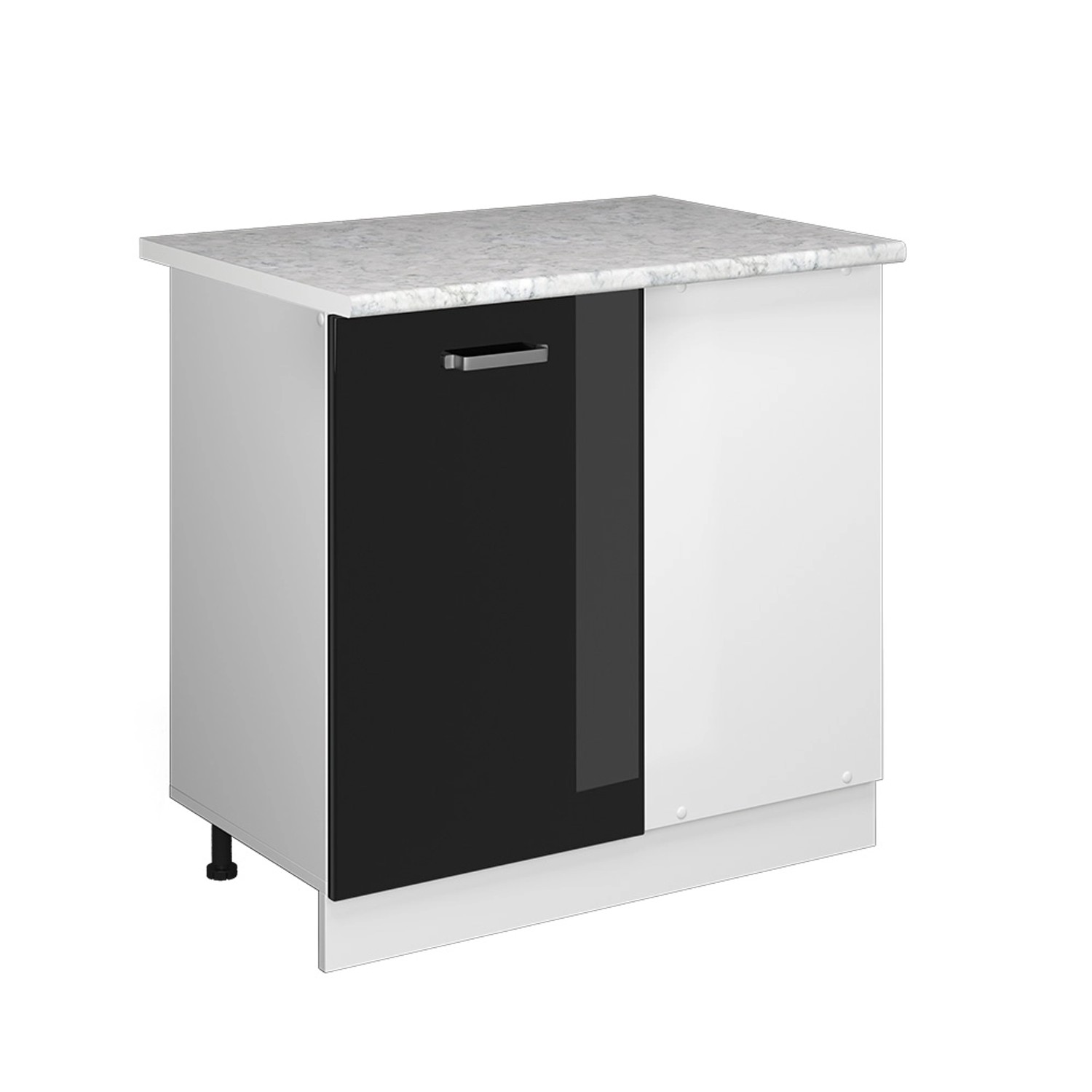 Vicco Eckunterschrank R-Line Küchen Eckschrank Schwarz Hochglanz/Weiß 86 cm günstig online kaufen