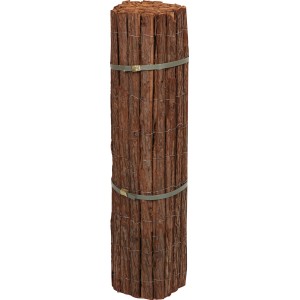 Gerollte Rindenholzmatte (90x300cm) als natürlicher Sichtschutz für Garten und Balkon.