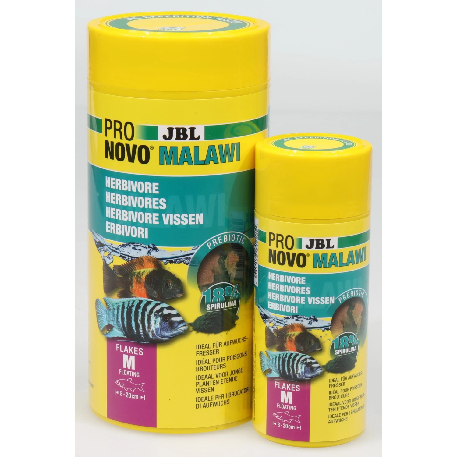 JBL Pronovo Malawi Flakes M Fischfutter, gelbe Dose, geeignet für Malawi- und Tanganjikasee Buntbarsche.