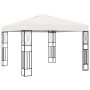 Cremefarbener vidaXL Pavillon 3x3 m mit LED-Lichterkette und Stahlrahmen.