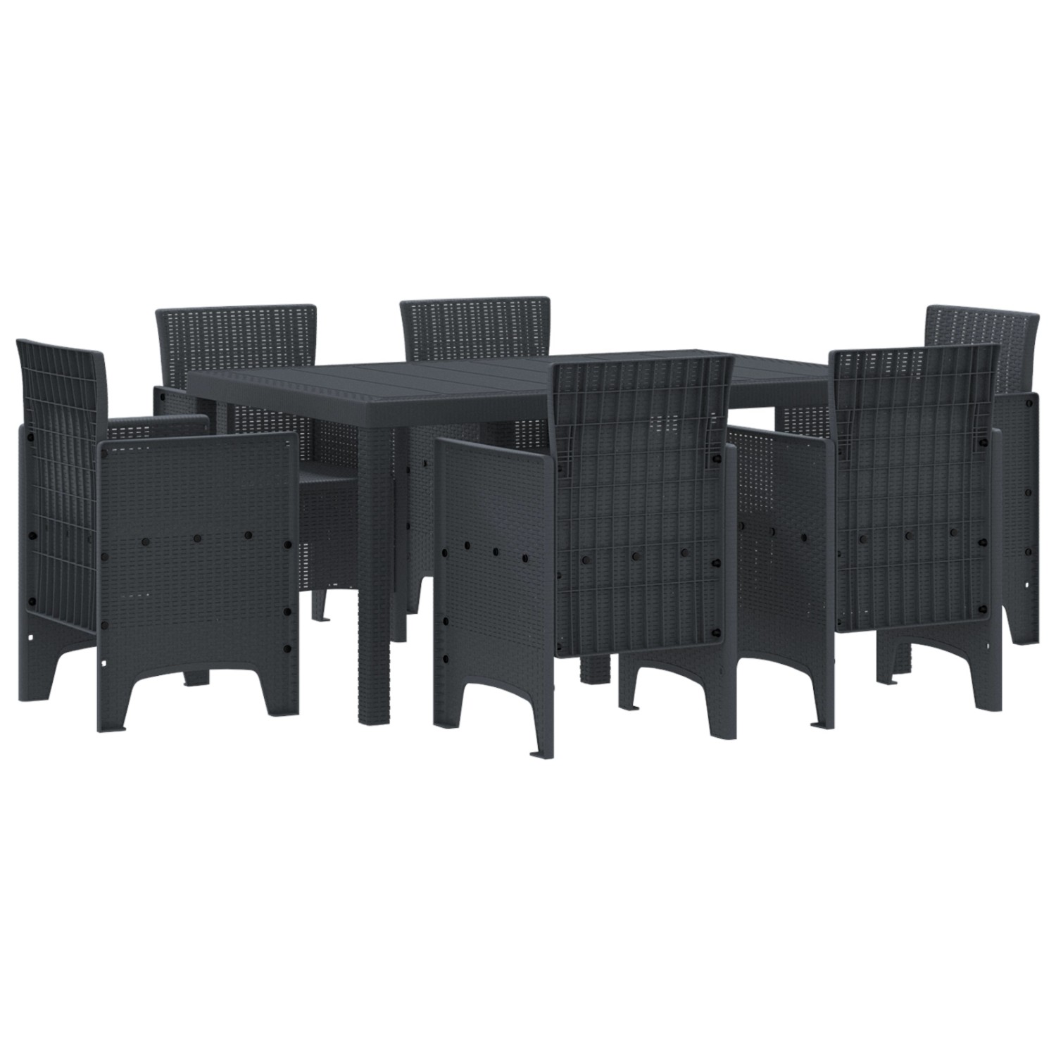vidaXL 7-Teiliges Garten Esszimmer Set Anthrazit Poly Rattan 3378552 günstig online kaufen