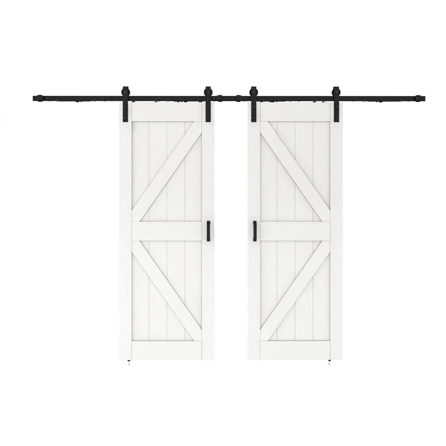 inova Holzschiebetür Weiß 1550 x 2065 mm Komplettset Schwarz inkl. 2Seitiger Softclose