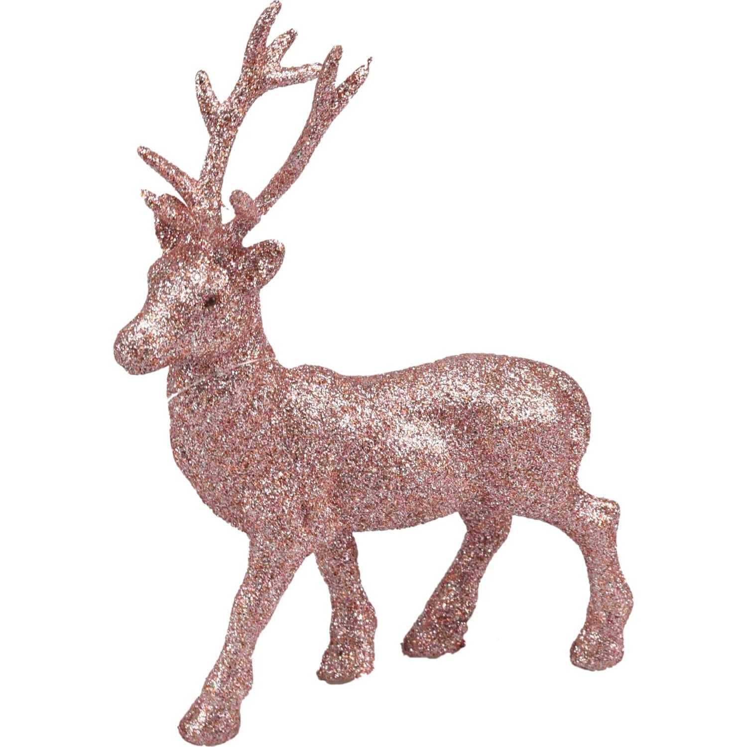 Deko-Hirsch aus Kunststoff 20 cm Rose-Glitter