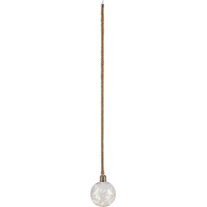 Hängende LED-Dekoleuchte mit Fernbedienung, Kugel mit warmweißen Lichtern an einer Kordel.