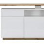 Modernes Barmöbel Eldir in Hellholz-Optik und Weiß, mit drehbarer Bartheke, 2 Türen, Schublade und Ablage. Bartisch-Set.