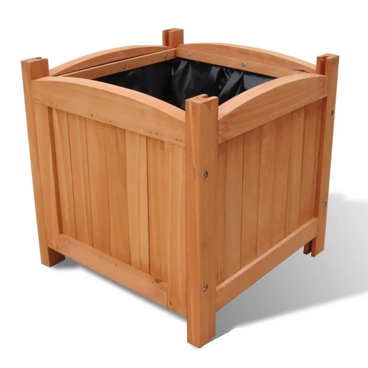 DELUKE Pflanzkasten Blumenkasten RIOS Braun 2 Töpfe 30x30x30cm Tannenholz Blumenkübel Aus Holz Pflanzkübel Quadratisch Pflanzgefäß_2