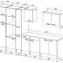 Skizze der Respekta Küchenzeile KB360EYWMIGKE, 360 cm, Weiß Seidenglanz/Eiche York Nachbildung.