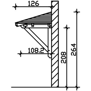 Technische Zeichnung: Skan Holz Haustür-Vordach Wesel 1 Natur, Maße 188x126cm, Holzkonstruktion.