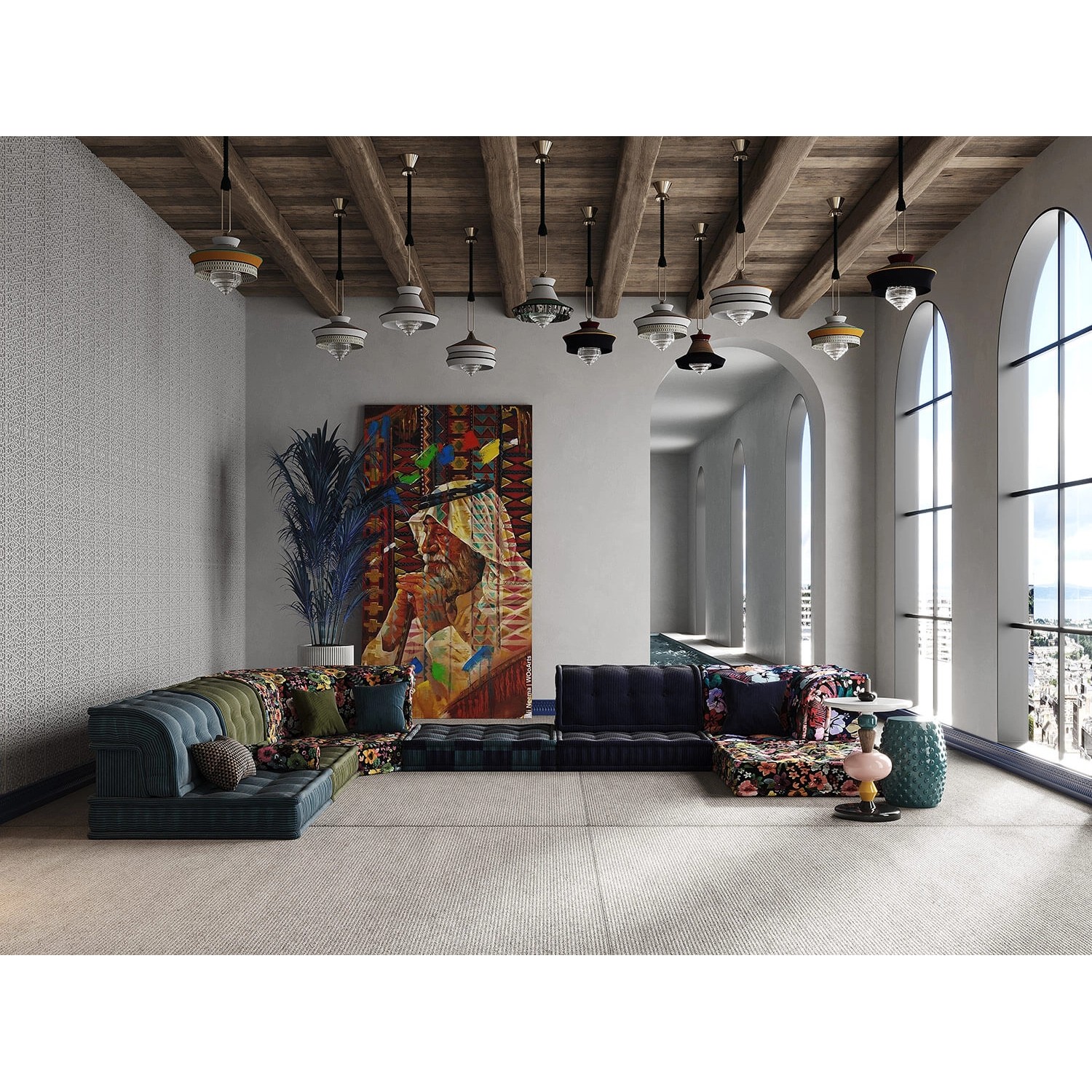 PROFHOME 3D Wandpaneel 151518, weiße Wandvertäfelung im marokkanischen Stil, 204 cm lang.