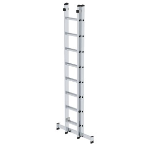 PROREGAL 2-teilige Sprossen-Schiebeleiter mit Traverse, 2x8 Sprossen aus Aluminium.