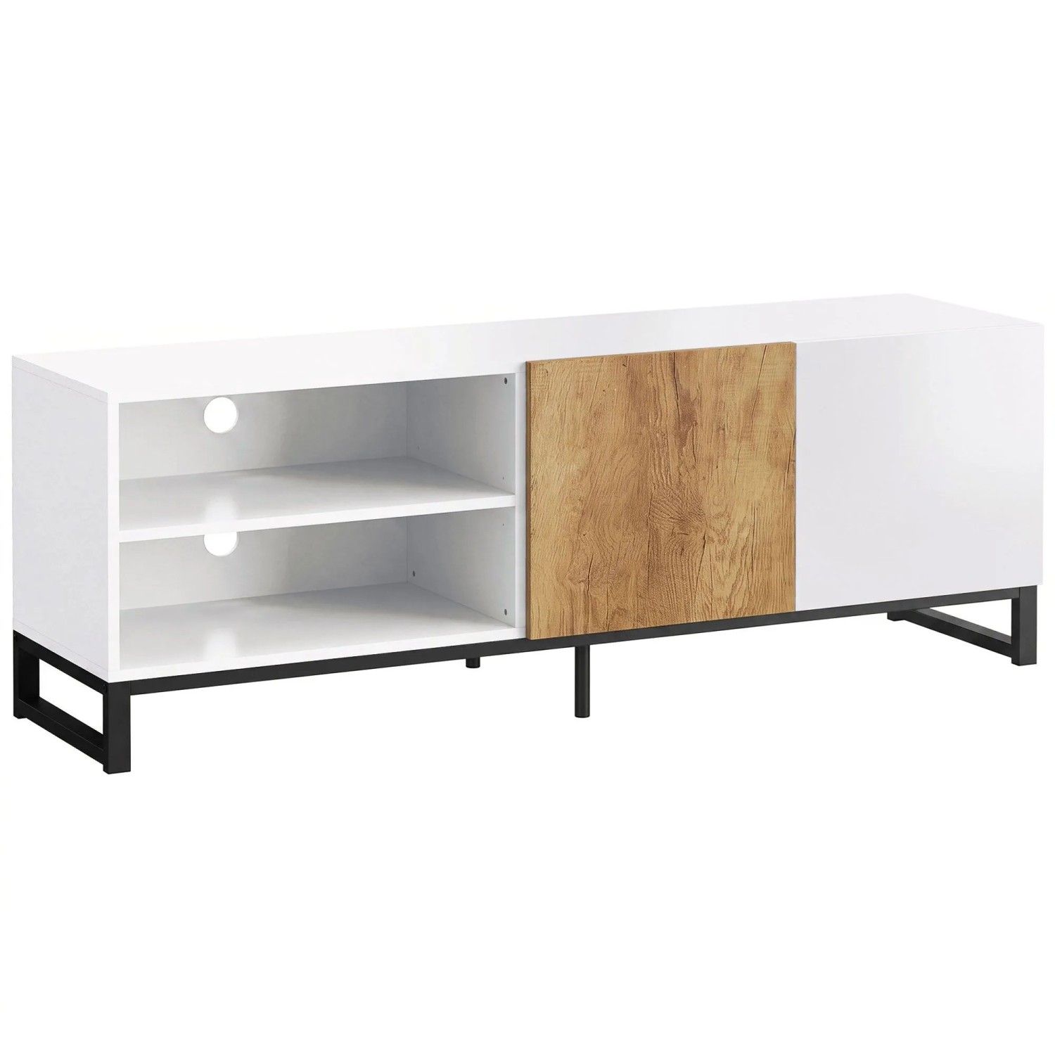 HOMCOM TV-Schrank Spanplatte Stahl 140 x 36,5 x 50 cm Weiß