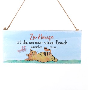 Metallschild mit Katzenmotiv und Spruch für die Gartendekoration, 30,5x13cm.