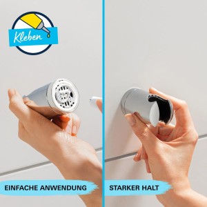 Grohe Vitalio Universal Wandbrausehalter, Montage mit Kleben oder Bohren.