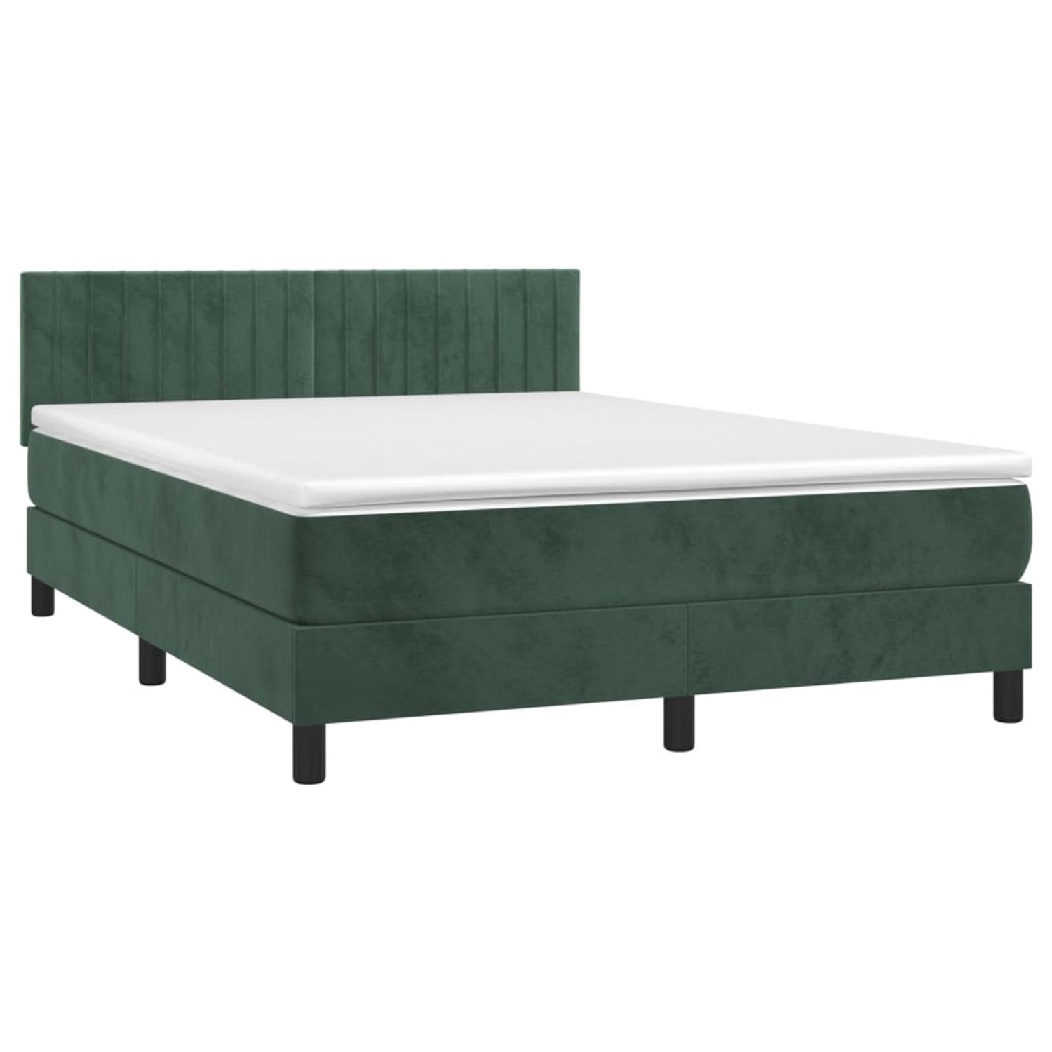 vidaXL Boxspringbett mit Matratze & LED Dunkelgrün 140x200 cm Samt 3134528 günstig online kaufen