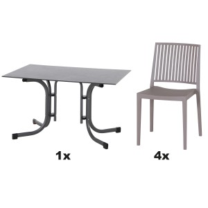 Siena Garden Gartenmöbel Set Lane, 5-teilig, taupe: 1 Tisch, 4 Stühle für Lounge-Bereich.