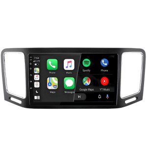 Schwarzes Junsun Autoradio mit 10-Zoll Touchscreen, Carplay Apps und LTE für VW Sharan 2012-2018.