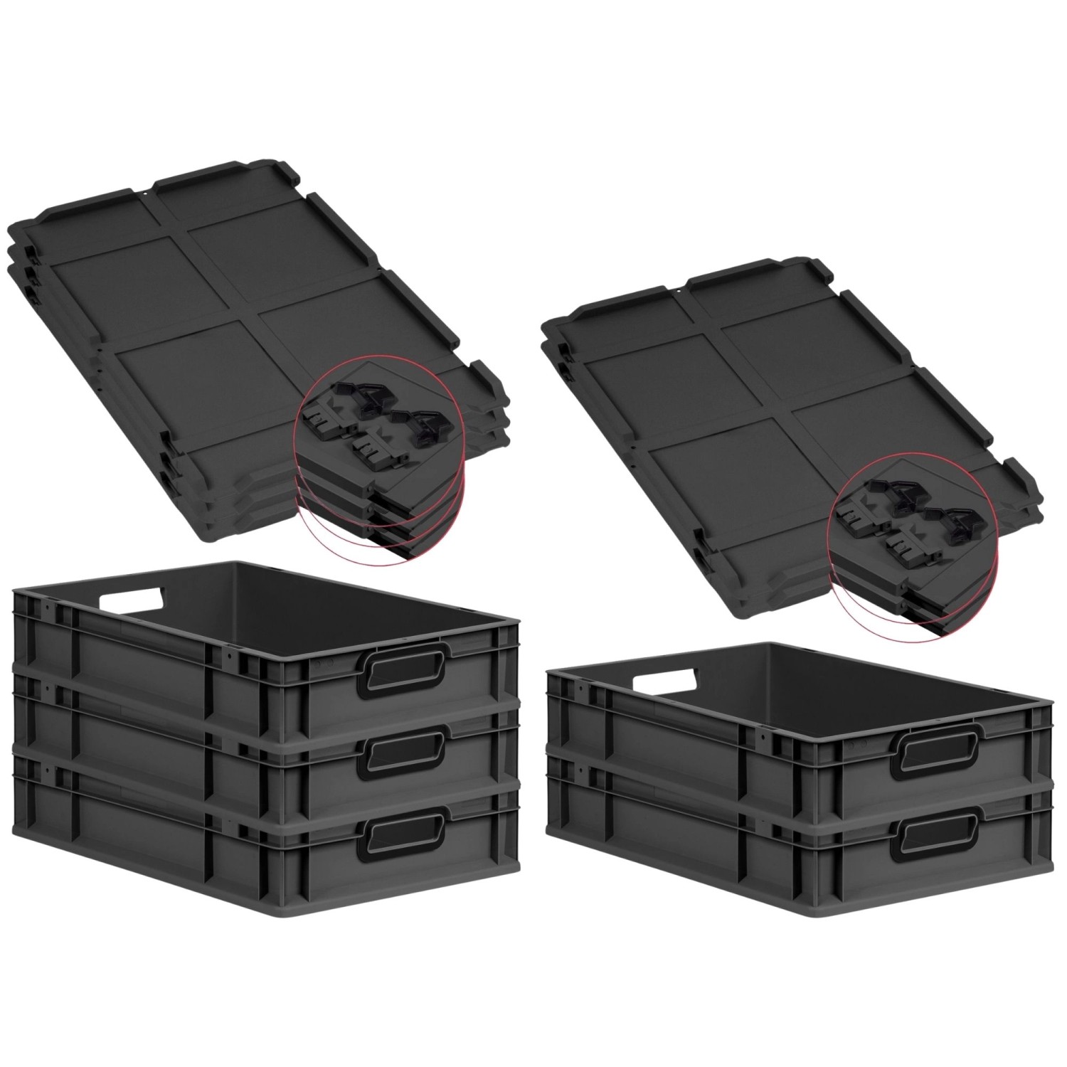 PROREGAL SuperSparSet 5x Eurobox Nextgen Color Mit Scharnierdeckel HxBxT 12 günstig online kaufen