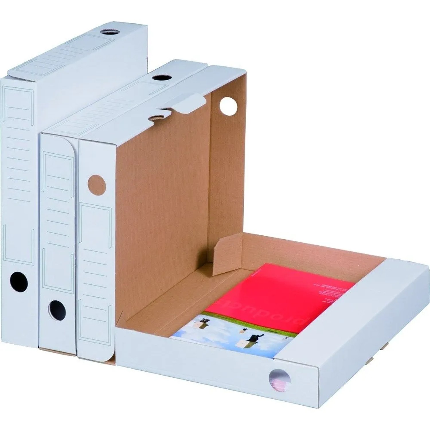 PROREGAL Mega Deal 960x Archiv-Ablagebox LxBxH 250x45x317mm mit Grifflöchern & Beschriftungsfeld Wiederverschließbar Weiß Archivbox Aktenkarton