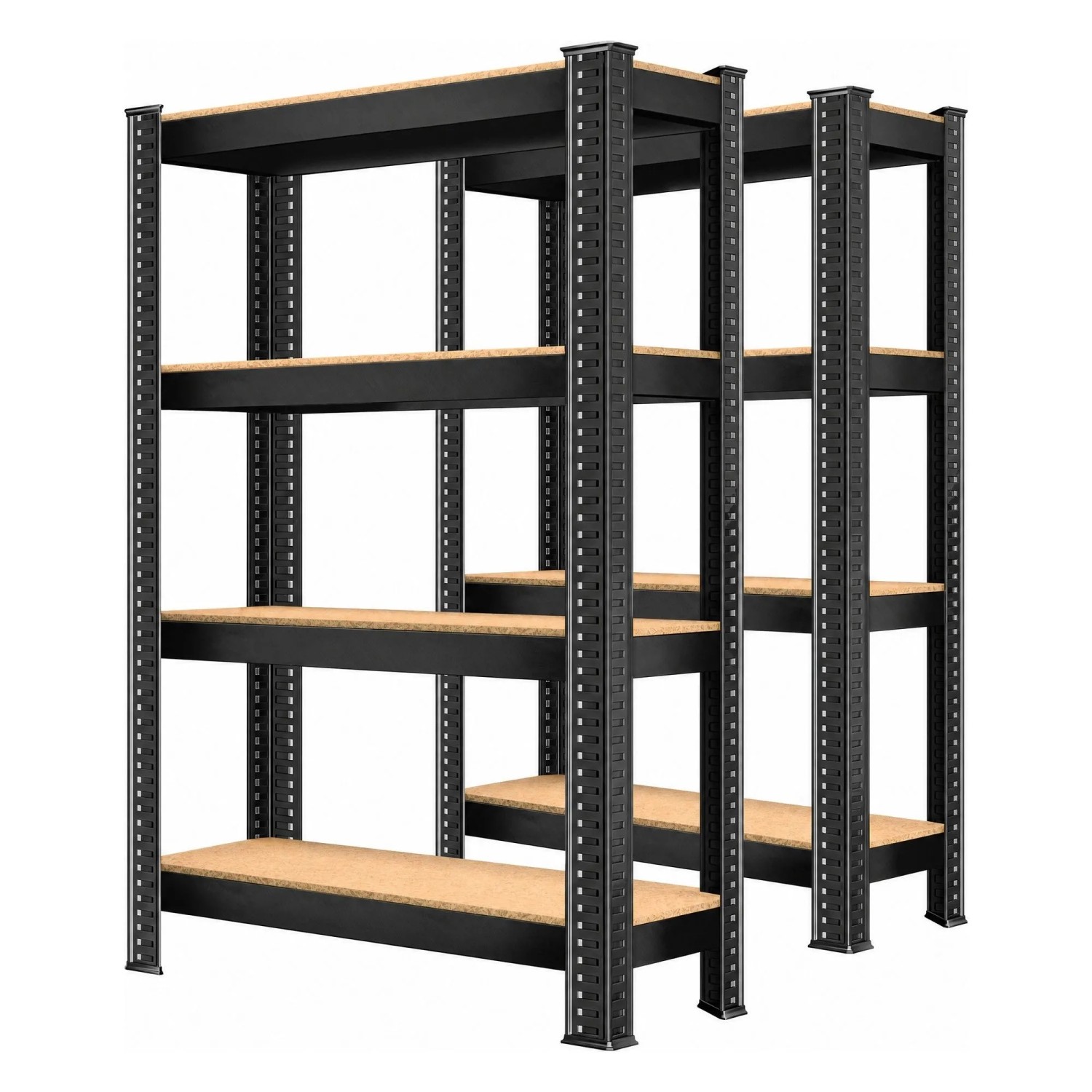MASKO Schwerlastregale 160 x 80 x 40 cm 4 Böden 700 kg Schwarz 2er Set