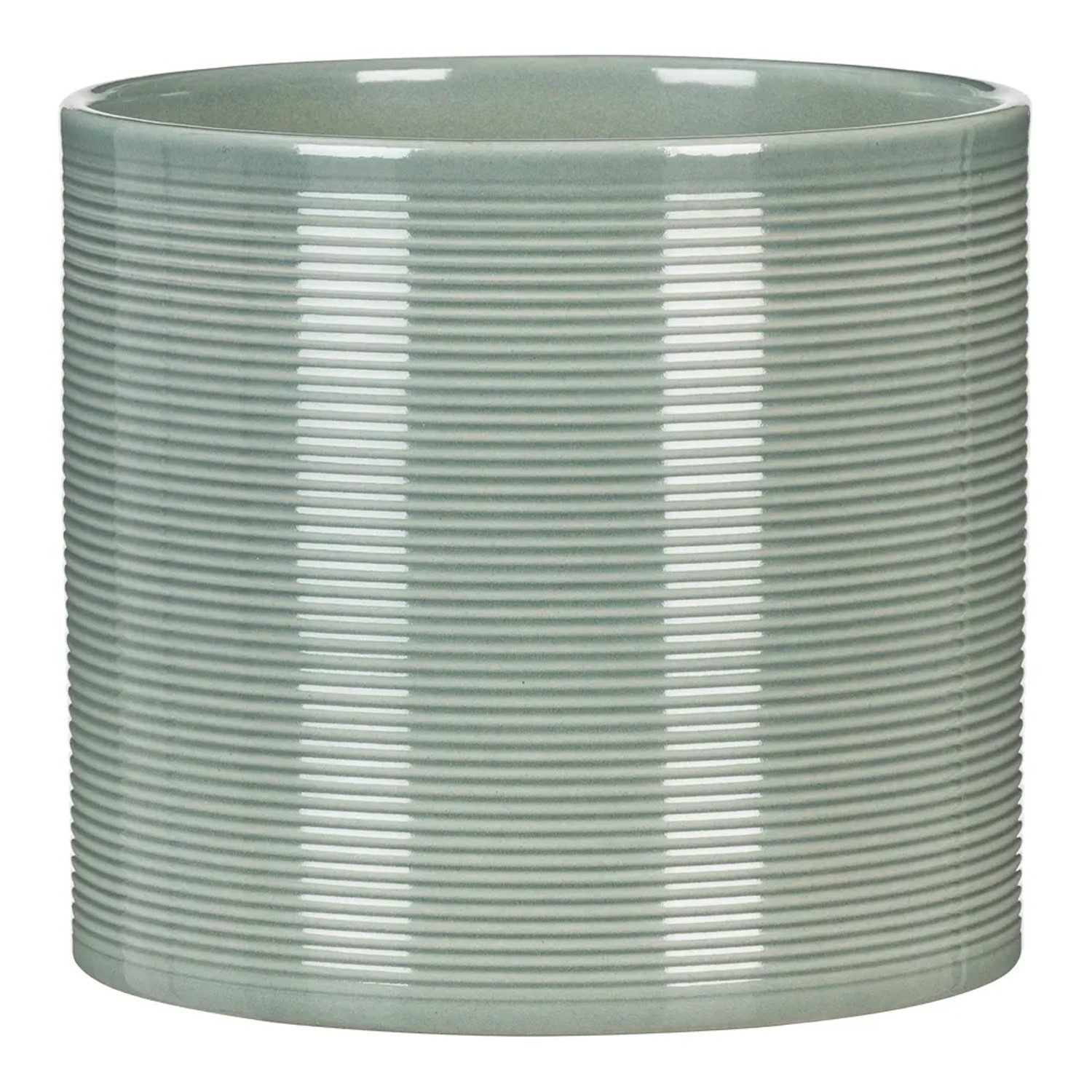 Scheurich Übertopf 828 Classic Mix, Ø 9cm, hellgrün, mit horizontalen Rillen.