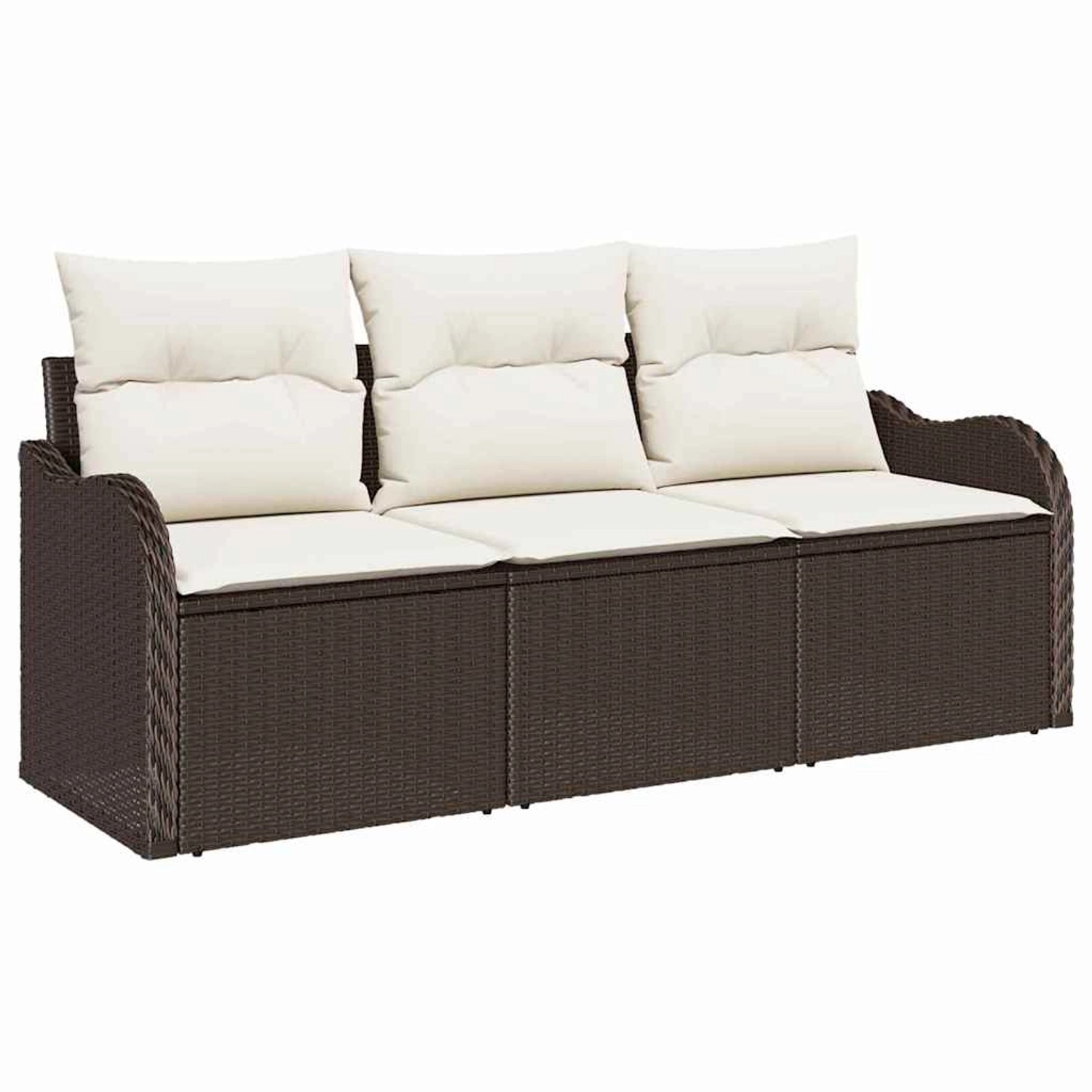 vidaXL Garten-Sofa-Set mit Kissen mit Speicher 3-Tlg Braun Poly Rattan 3354 günstig online kaufen
