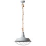 Betongraue Brilliant Pendelleuchte Rope mit Seilaufhängung und Metallschirm mit Drahtkorb.