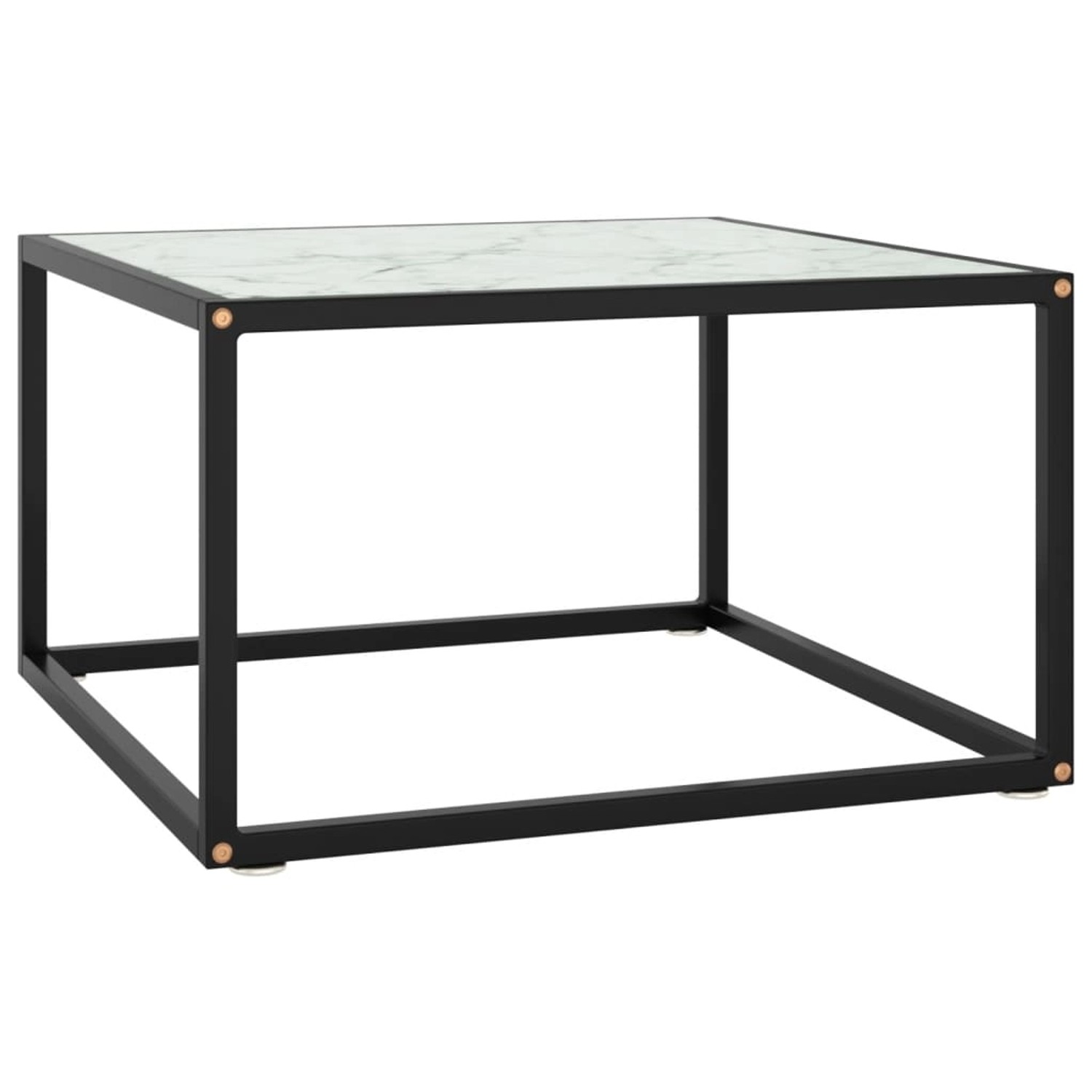 vidaXL Couchtisch Schwarz mit Weißem Glas in Marmor-Optik 60x60x35 cm 322873
