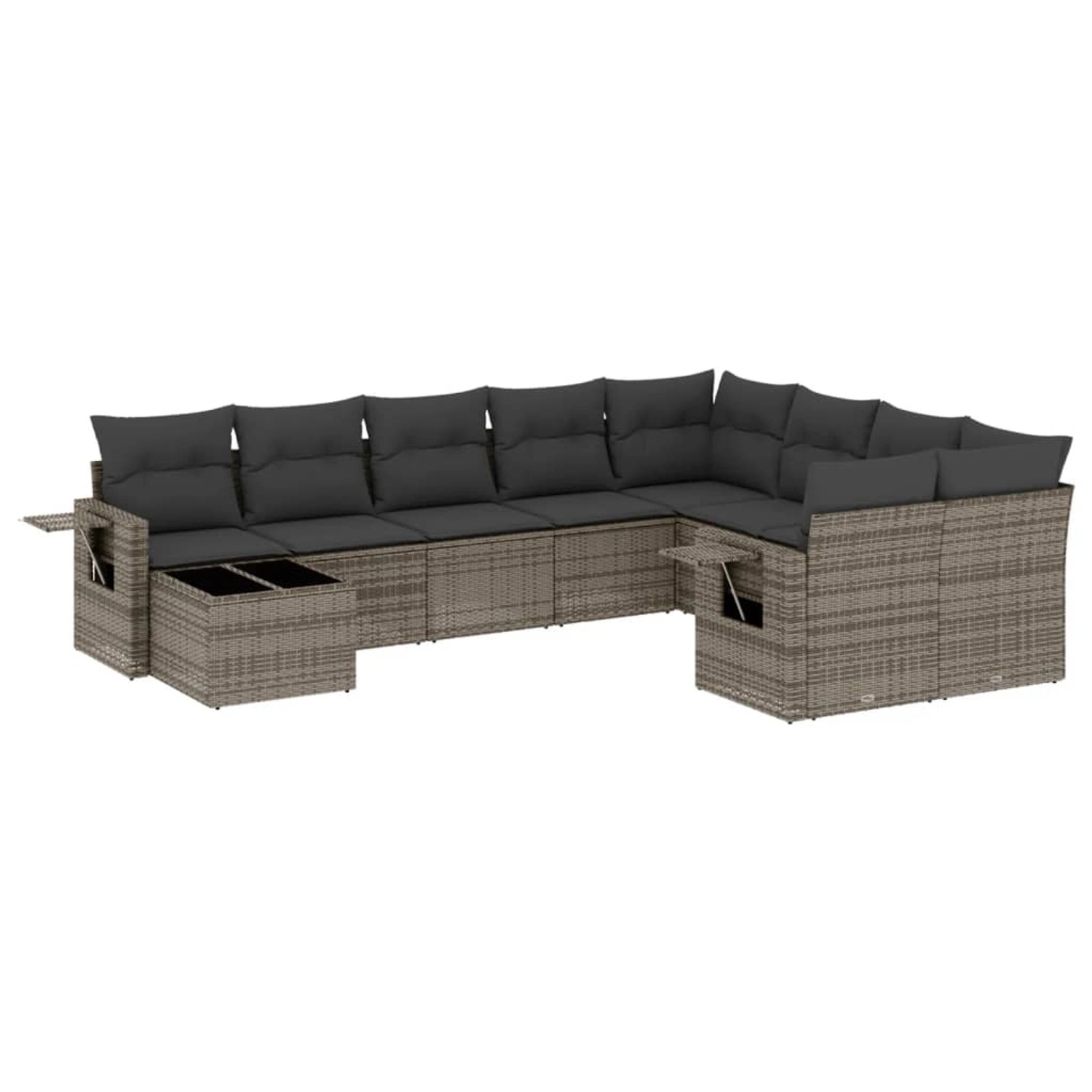 vidaXL 10-Tlg Garten-Sofagarnitur mit Kissen Grau Poly Rattan 3220659 günstig online kaufen