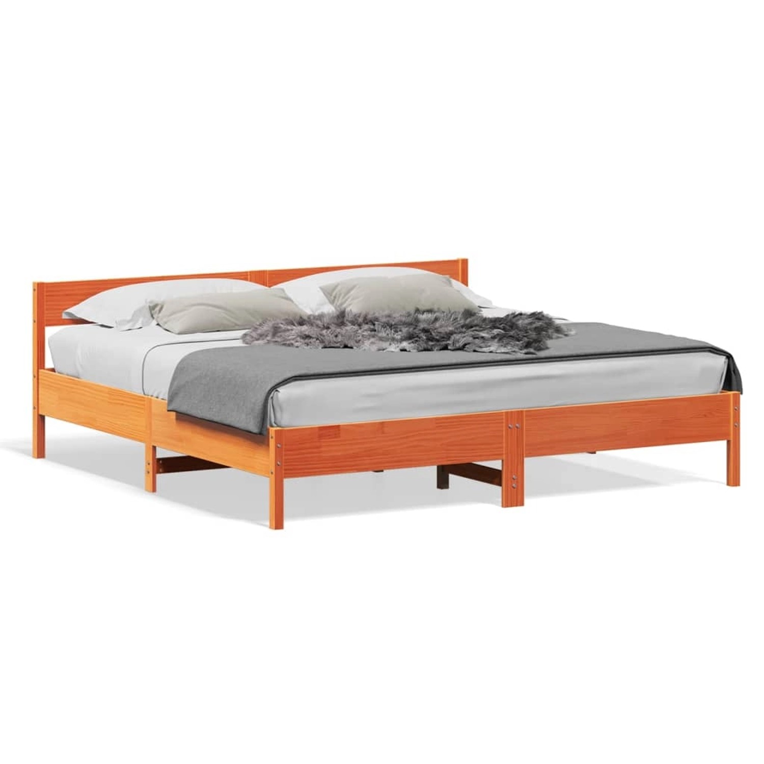 vidaXL Massivholzbett ohne Matratze Wachsbraun 180x200 Kiefernholz 3216214 günstig online kaufen