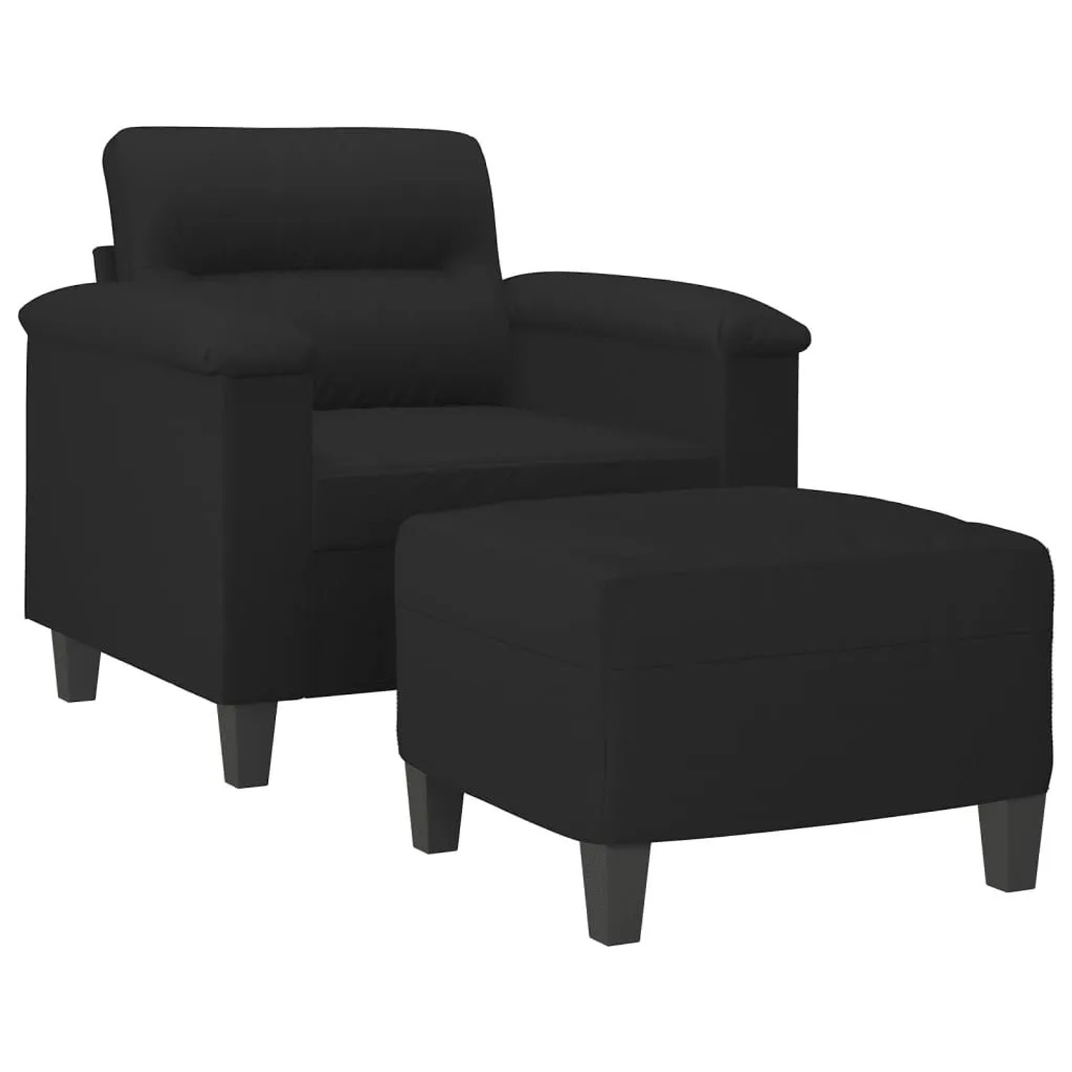 vidaXL Sessel mit Hocker Schwarz 60 cm Mikrofasergewebe 3201228