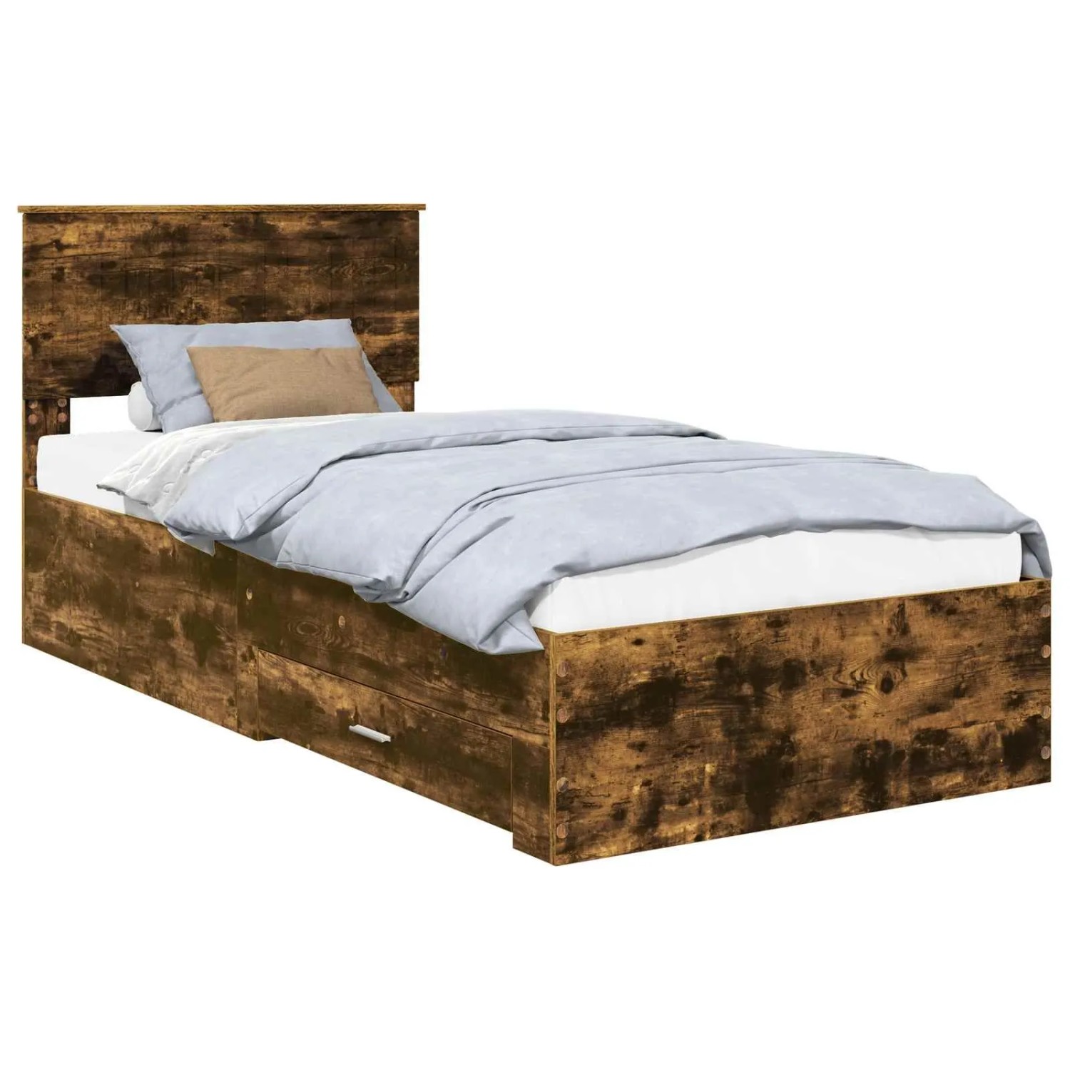 vidaXL Bettrahmen Räuchereiche 90 x 190 cm Holzwerkstoff 3410953