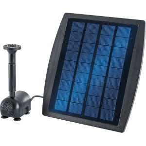 Eckige Solar Teichpumpe mit Solarpanel und 4 Fontänenfunktionen für Gartenteiche.
