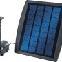 Eckige Solar Teichpumpe mit Solarpanel und 4 Fontänenfunktionen für Gartenteiche.